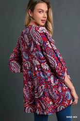 Umgee Mix Paisley Boho Tunic Blouse OutfitFlow
